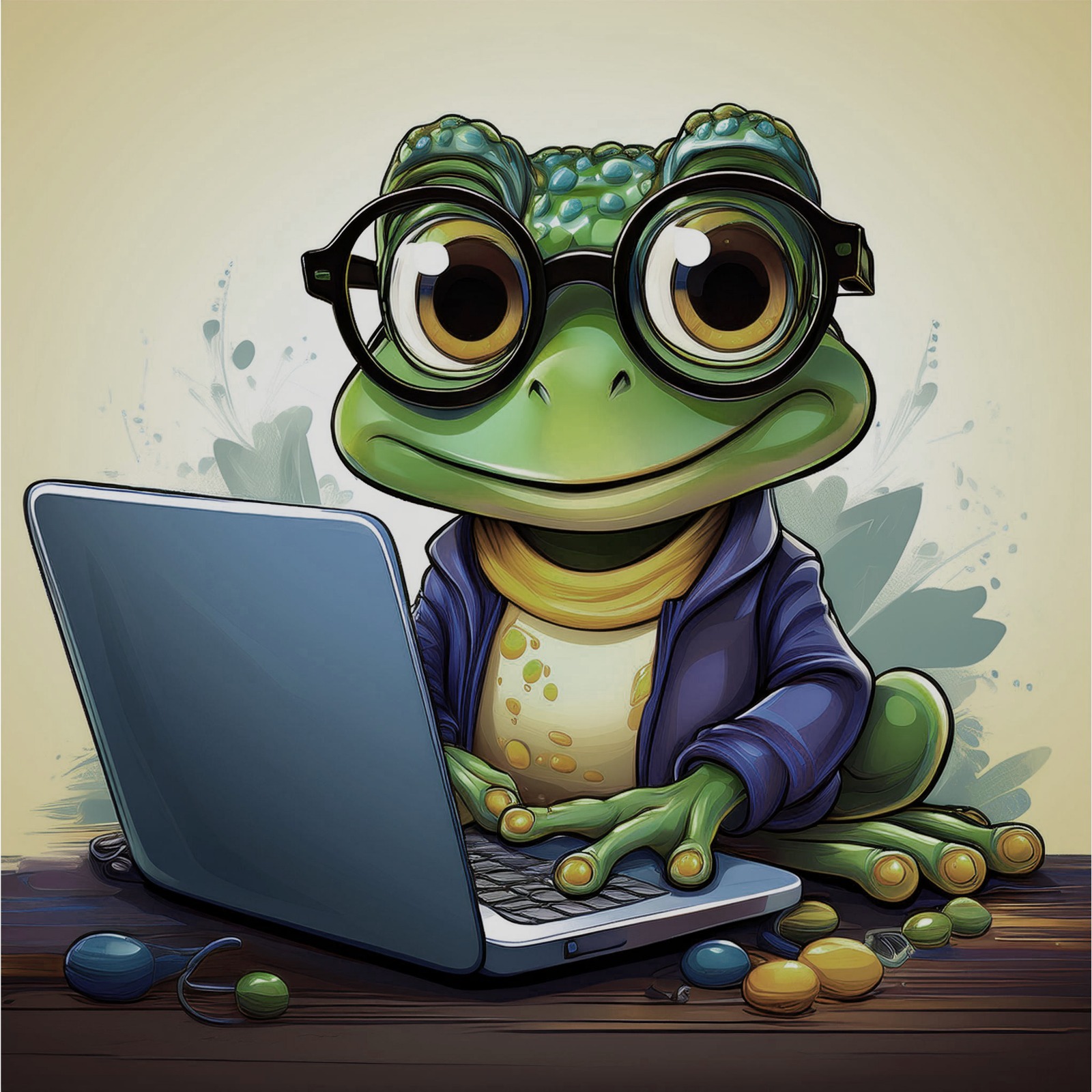 Frosch mit Laptop
